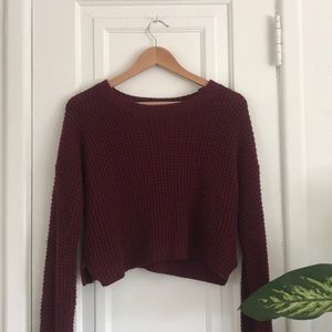 Cropped Burgundy/wine sweater